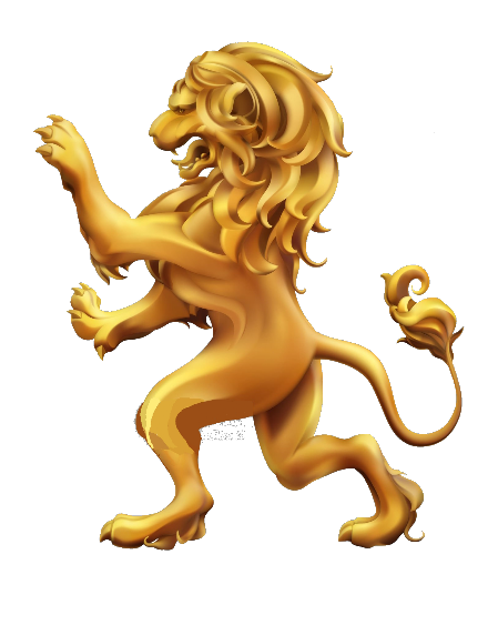 león rampante en su color, derecho